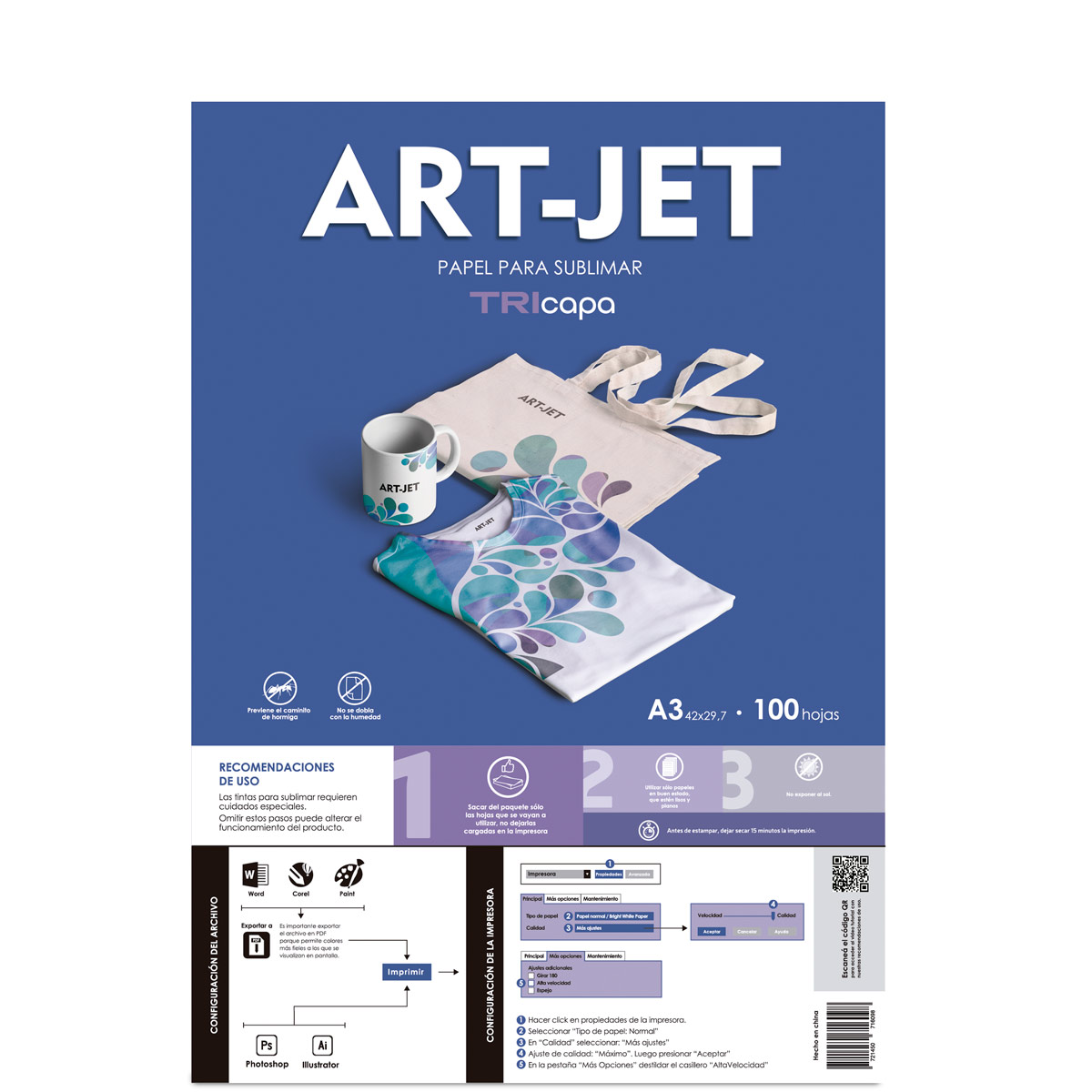 Papel Para Sublimacion Tricapa Art-Jet A3 - 100 hojas - Sumser